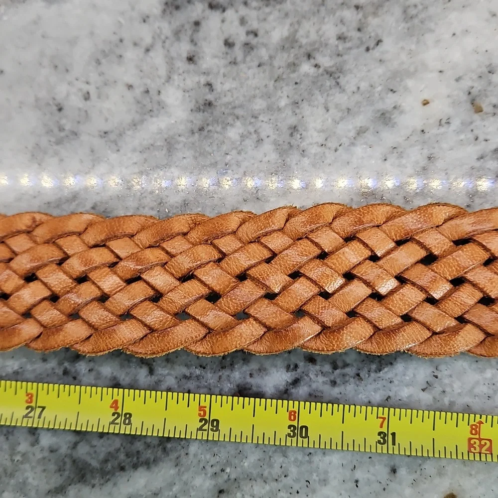 Nwot Leather  Boho Western Braided Belt  with Hannered Buckle